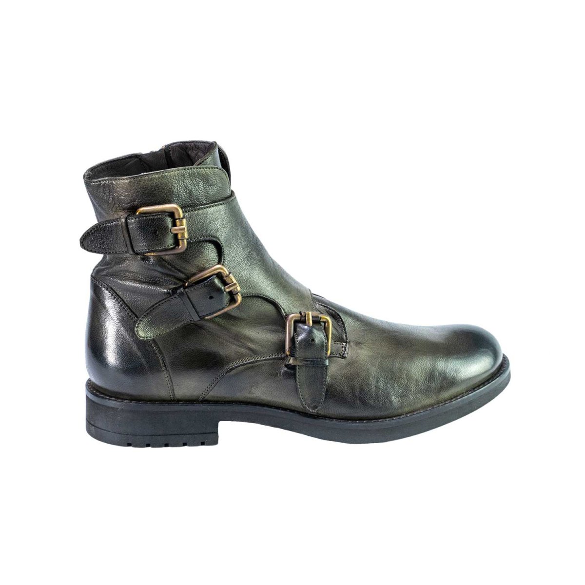 Stivaletti da uomo a 3 fibbie in pelle genuina lavorazione artigianale Italiana - immagine 2