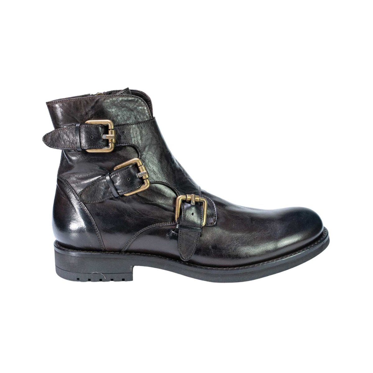 Stivaletti da uomo a 3 fibbie in pelle genuina lavorazione artigianale Italiana - immagine 5