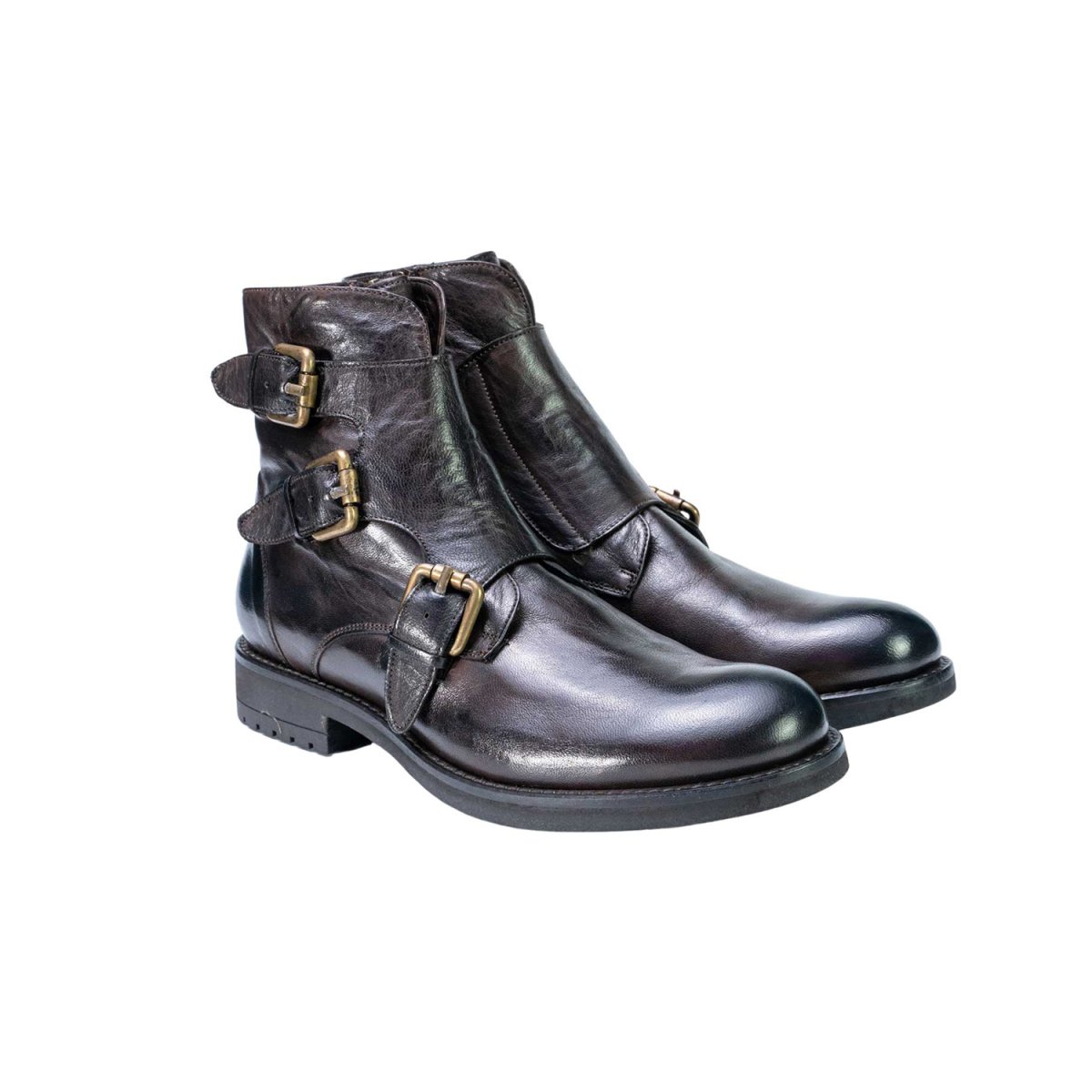 Stivaletti da uomo a 3 fibbie in pelle genuina lavorazione artigianale Italiana - immagine 6