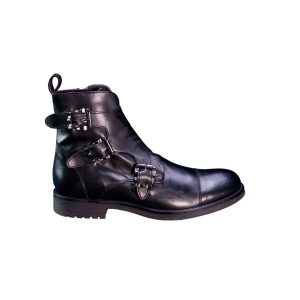 Stivaletti da uomo a 3 fibbie in pelle genuina lavorazione artigianale Italiana