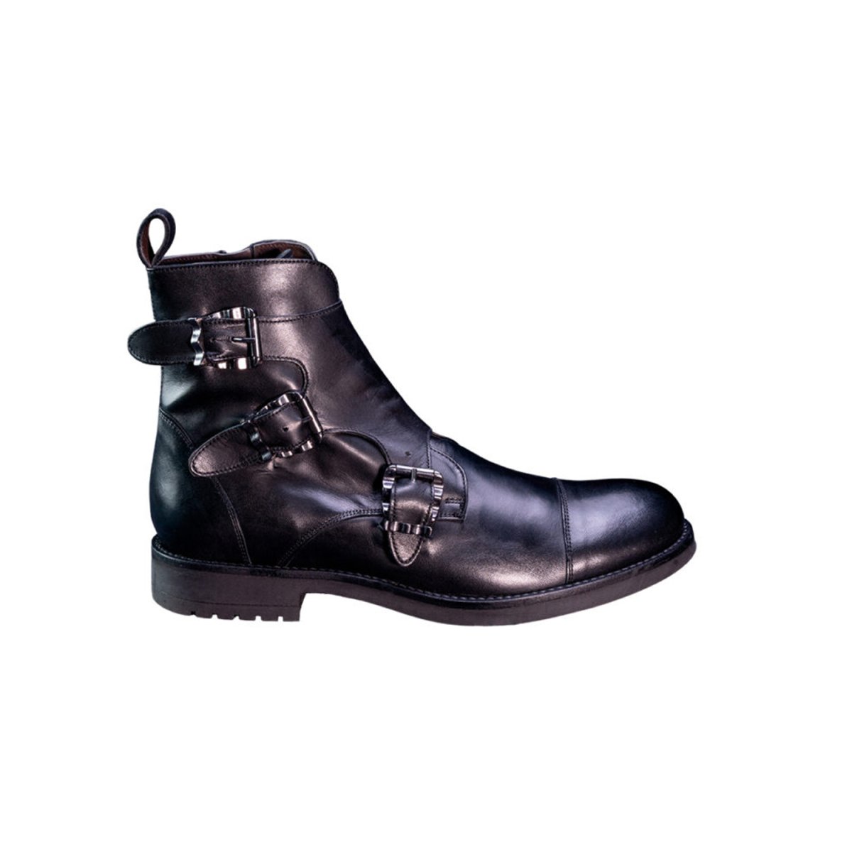 Stivaletti da uomo a 3 fibbie in pelle genuina lavorazione artigianale Italiana