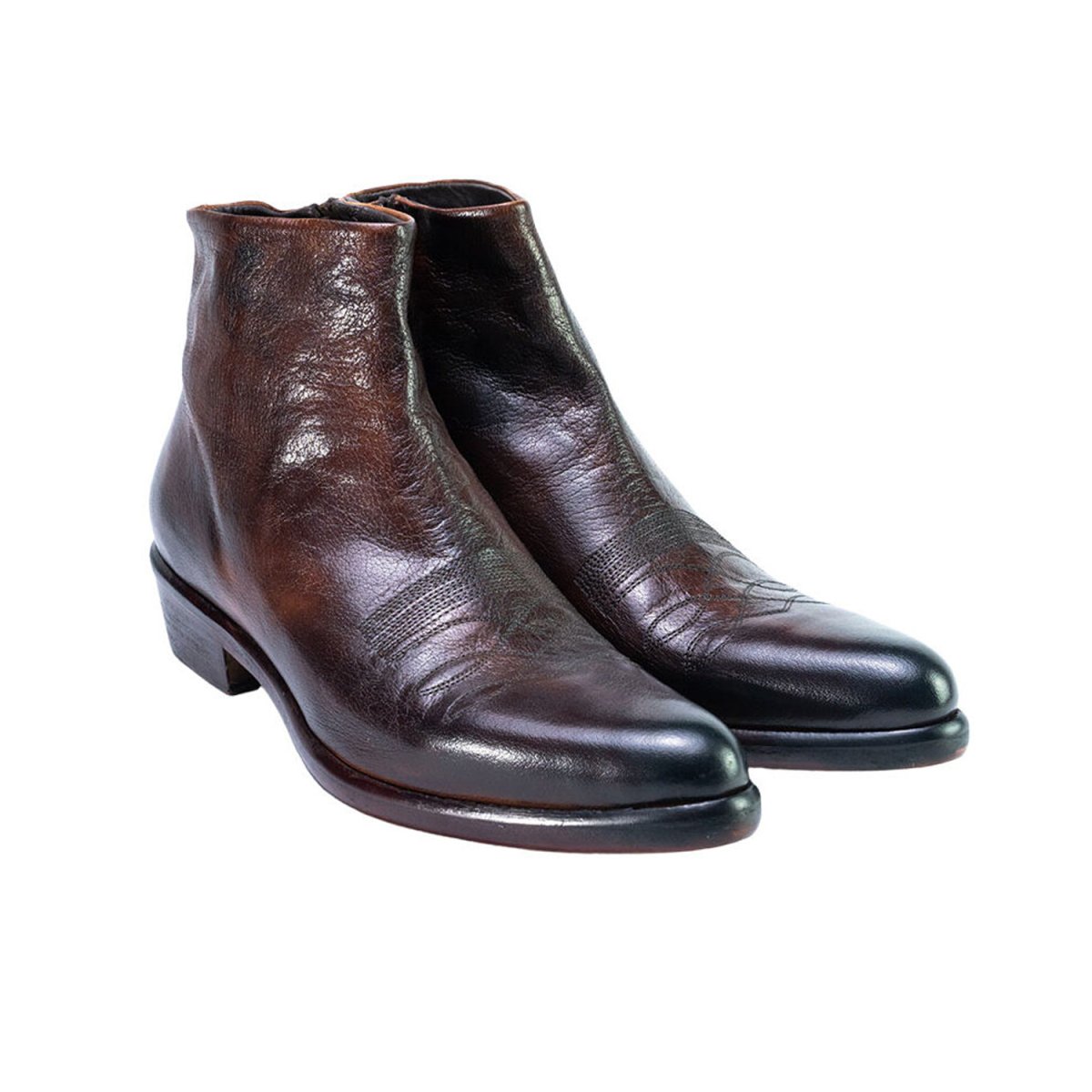 Stivaletti da uomo con zip in pelle genuina lavorazione artigianale Italiana - immagine 3