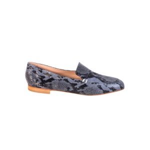Mocassini slip-on da donna in pelle stampata pitone lavorazione artigianale