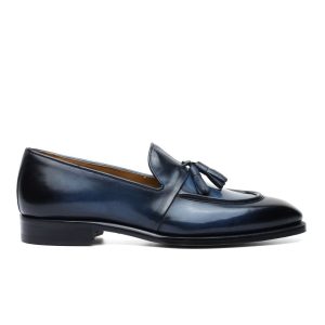 Tassel Loafer in Blue Leather