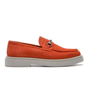 Penny Loafer in Orange Suede with Horsebit