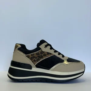 GIULIA – sneakers beige leopard con para alta