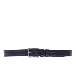 Crocodile Print Leather Belt – Dark Grey