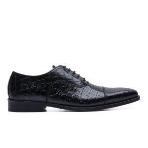 Oxford with Crocodile Print Nero