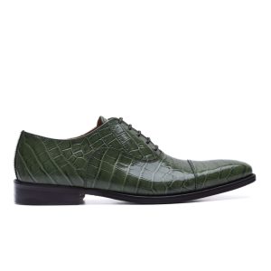 Oxford with Crocodile Print Verde