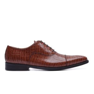 Oxford with Crocodile Print Marrone