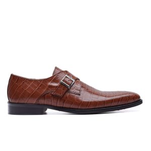 Monk Strap Single Buckle with Crocodile Print