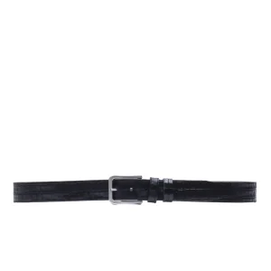 Crocodile Print Leather Belt – Nero