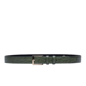Crocodile Print Dakar Leather Belt – Verde