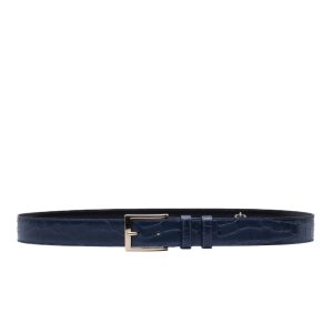 Crocodile Print Dakar Leather Belt – Blu