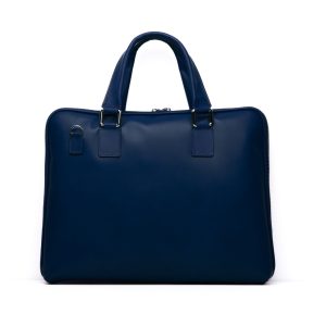 Borsa Business in pelle crust blu