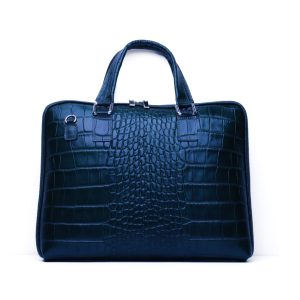 Borsa in pelle stampa cocco Blu