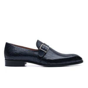 Monk Strap in Blue Leather