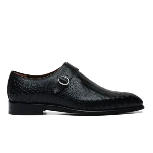 Monk Strap Single Buckle with Crocodile Print