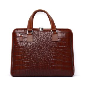 Borsa in pelle stampa cocco Brandy