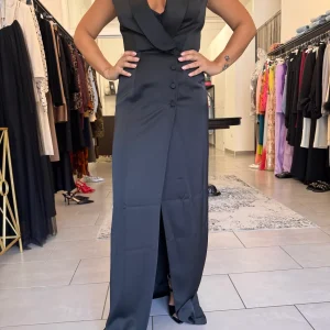 Abito lungo nero lucido Silence