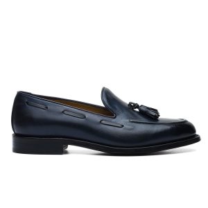 Tassel Loafer in Leather Blue