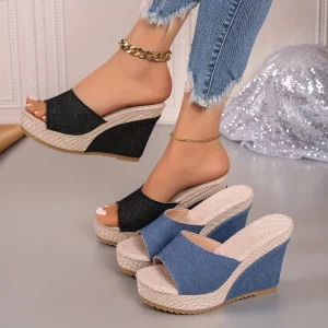 Zeppe in Denim con Punta Aperta – Slip-On Casual ZGS