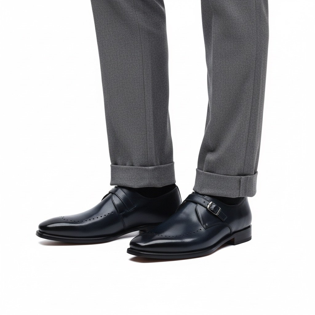 Monk Strap Derby Long Brogue – Blu - immagine 3