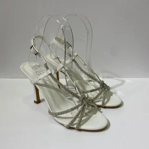 Sandali bianchi con fiocco brillantini