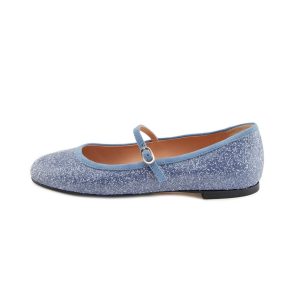 Ballerine Glitter Azzurro Punta Tonda