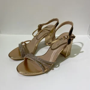 Sandali champagne eleganti con tacco largo