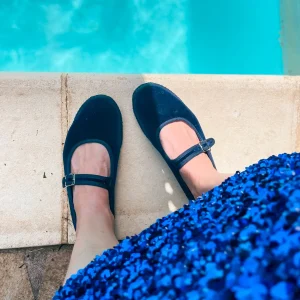 Bebe Mary Jane velluto blue scuro