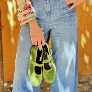 Bebe Mary Jane velluto verde oliva