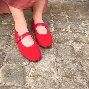 Bebe mary jane velluto rosso fiamma