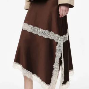 GONNA MIDI ASIMMETRICA CON INSERTI IN PIZZO