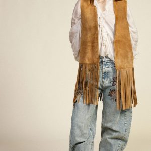 Gilet con lunghe frange e taglio dritto Dixie
