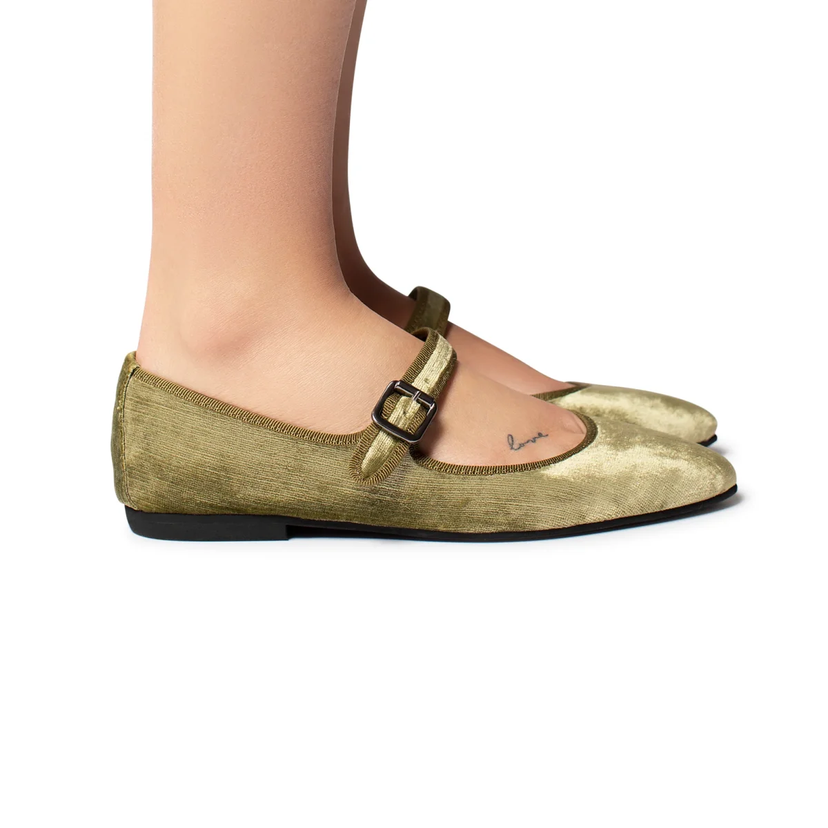 Flavia Mary Jane velluto perla verde - immagine 4