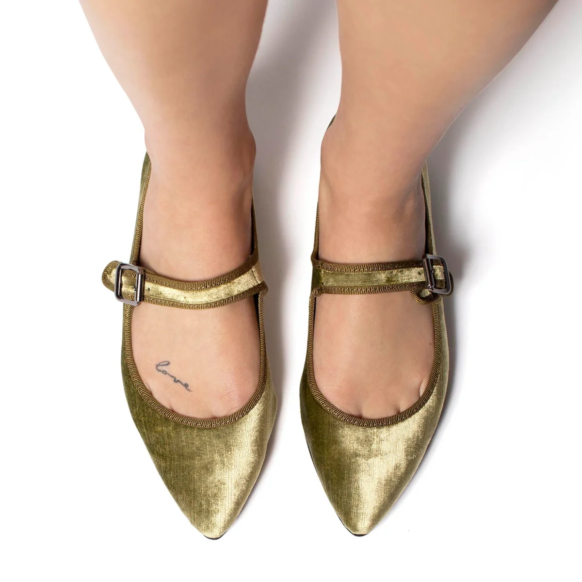 Flavia Mary Jane velluto perla verde - immagine 6