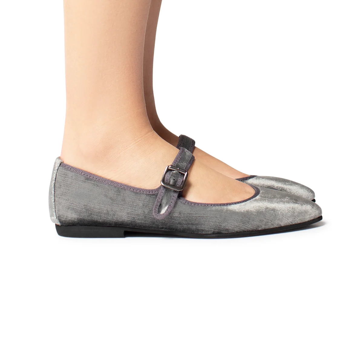 Flavia Mary Jane velluto perla grigio - immagine 2