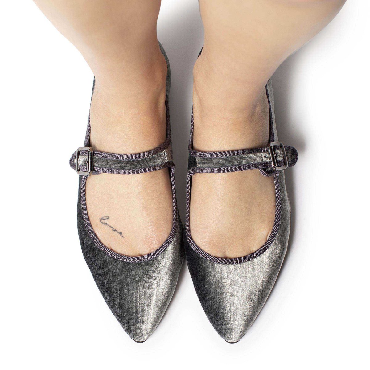 Flavia Mary Jane velluto perla grigio - immagine 3