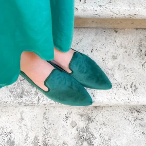 Pantofola Lea velluto verde