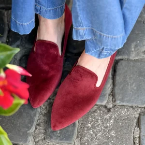 Pantofola Lea velluto vino