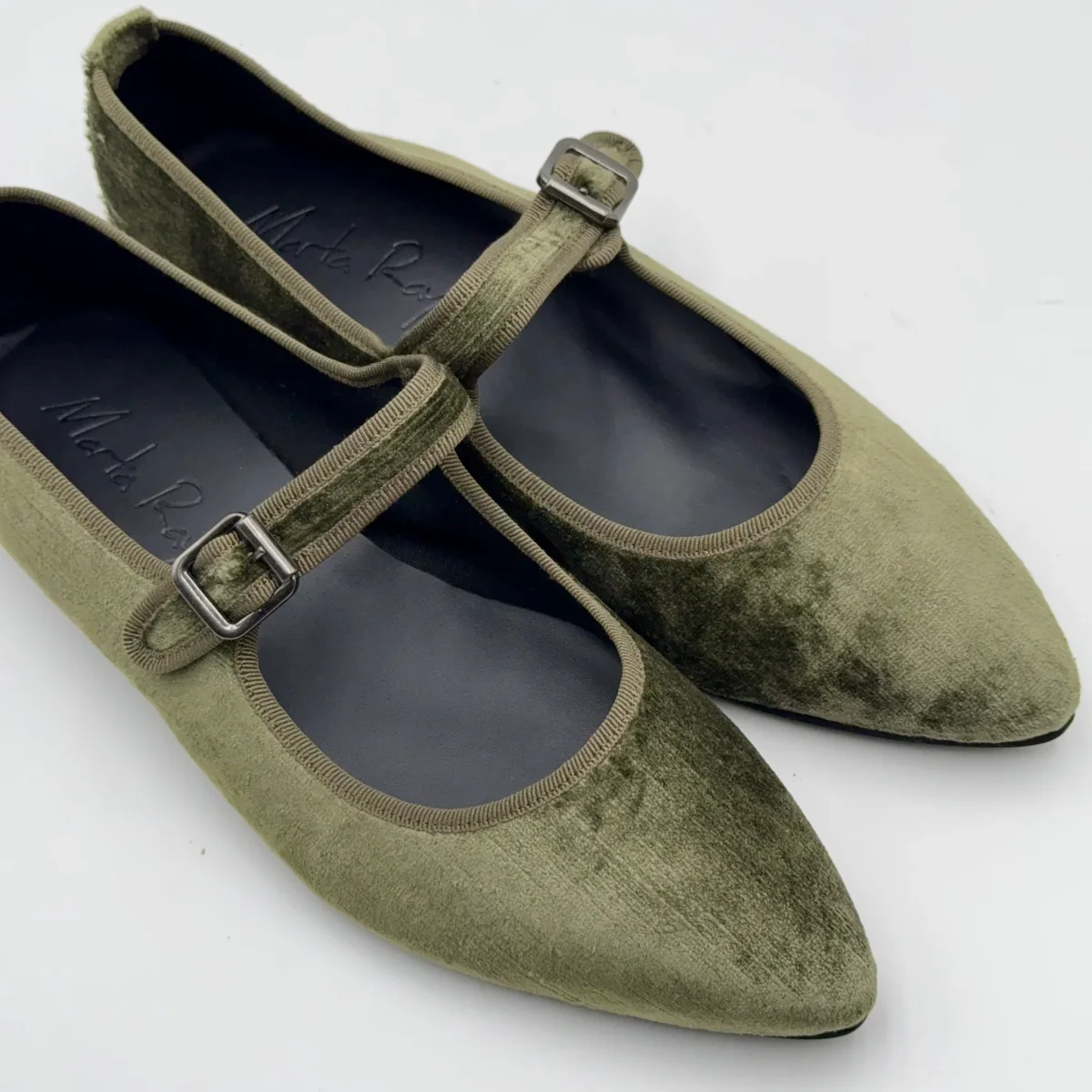 Flavia Mary Jane velluto perla oliva - immagine 3