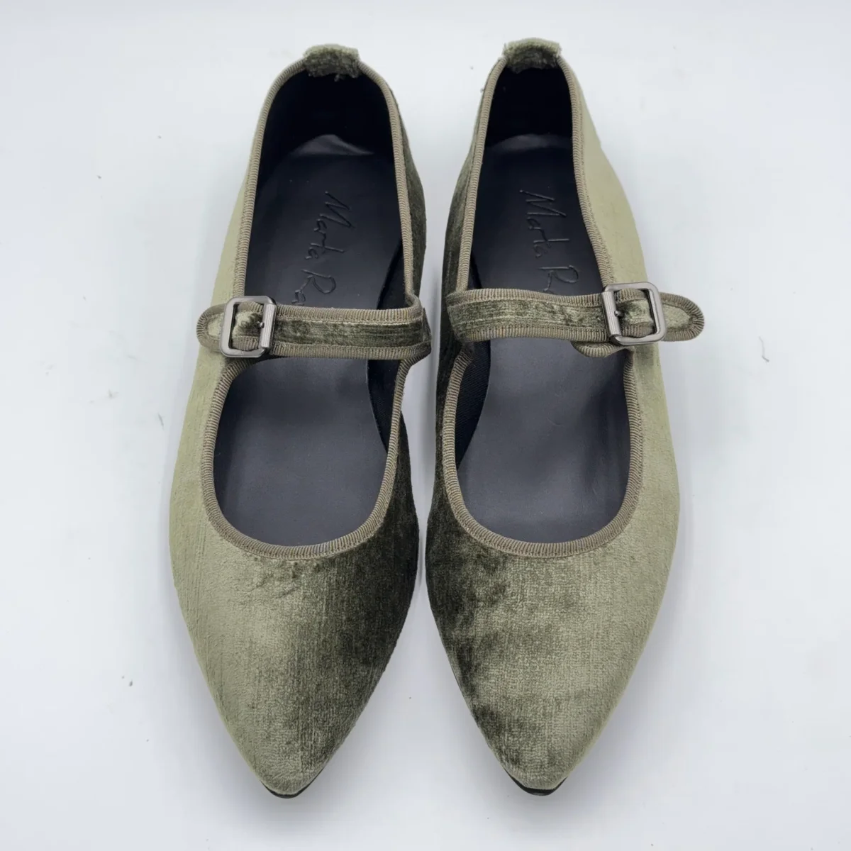 Flavia Mary Jane velluto perla oliva - immagine 6