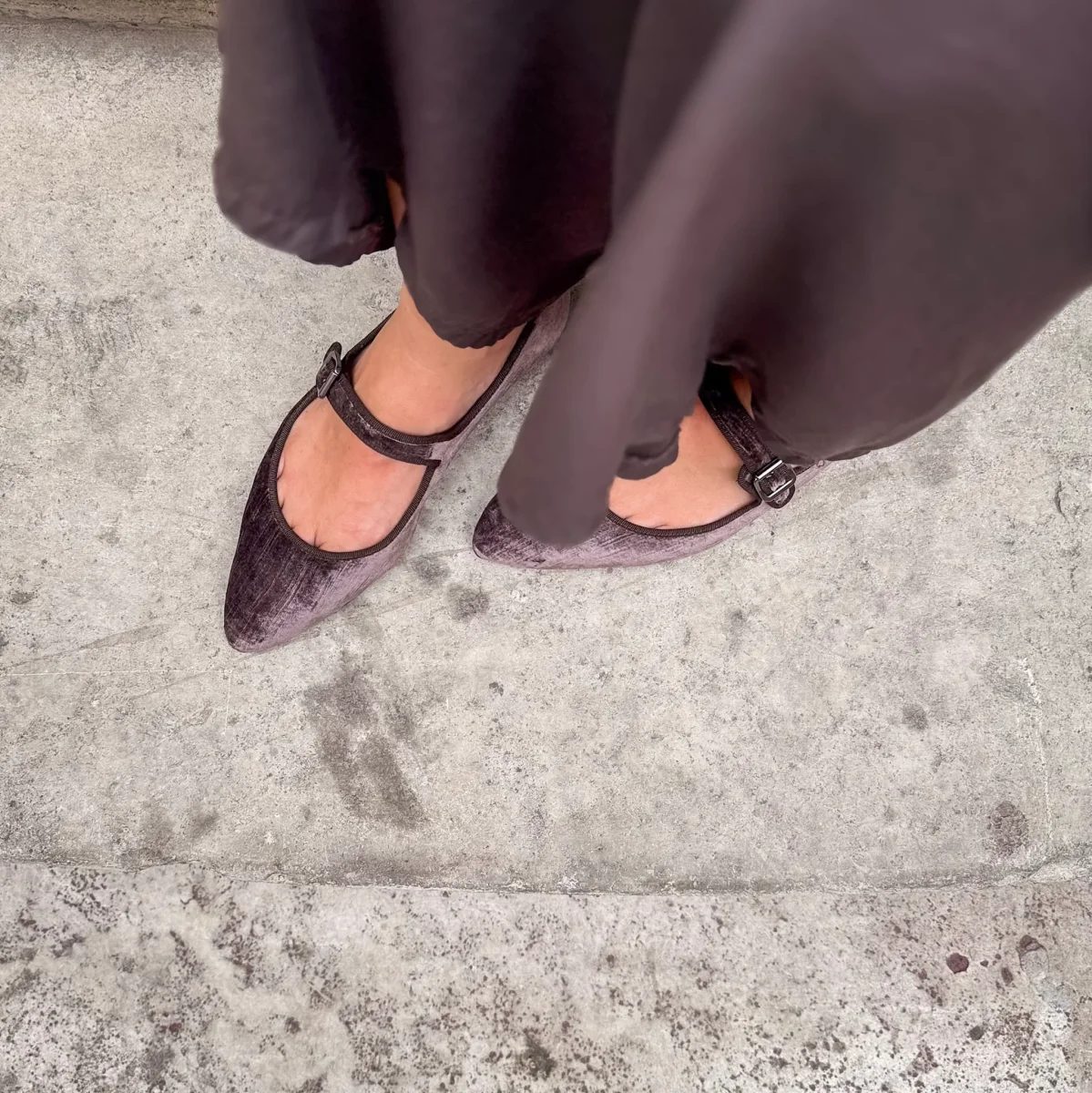 Flavia Mary Jane velluto perla marrone - immagine 2