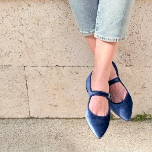 Flavia Mary Jane velluto perla notte