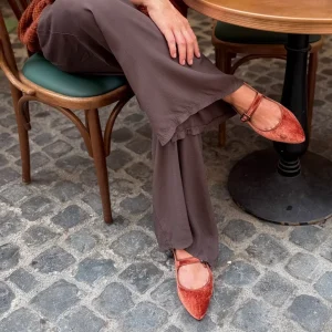 Flavia Mary Jane velluto perla ruggine