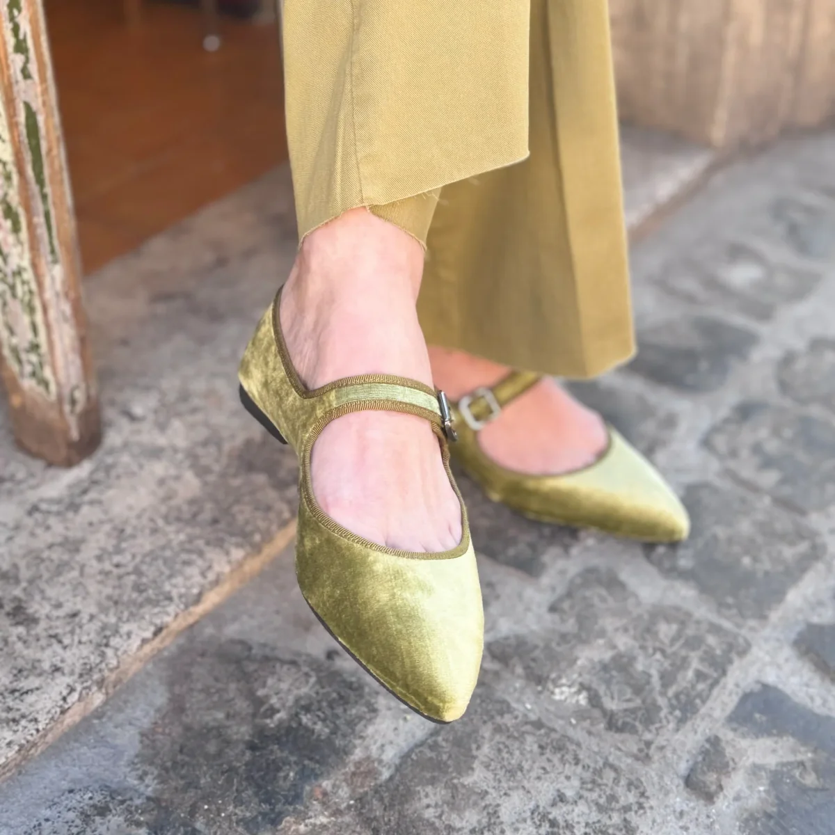 Flavia Mary Jane velluto perla verde - immagine 5