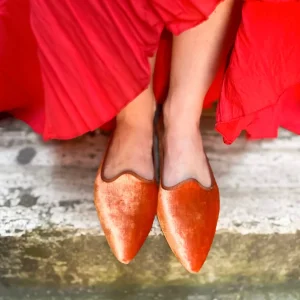 Scarpetta Flavia velluto perla rame