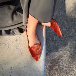Scarpetta Flavia velluto perla ruggine
