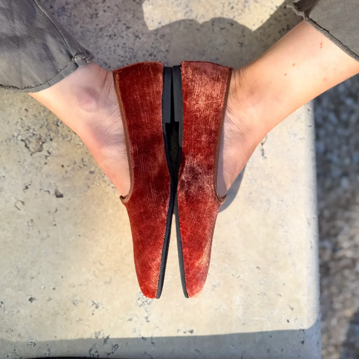 Scarpetta Flavia velluto perla ruggine - immagine 4